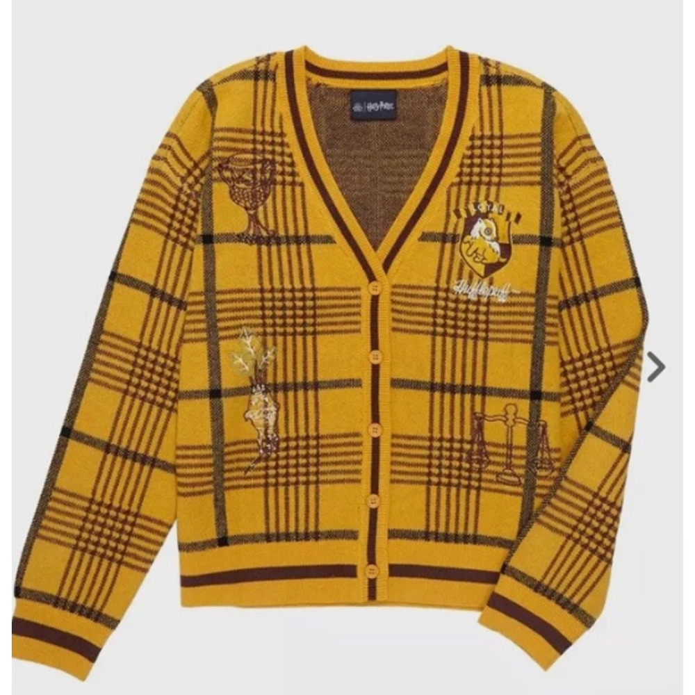 Harry Potter Women's Small Loyal Hufflepuff Cardigan Sweater Boxed Lunch - Picture 1 of 13